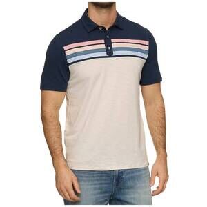 NEW FLAGS & ANTHEM ruskin slub polo in navy multi